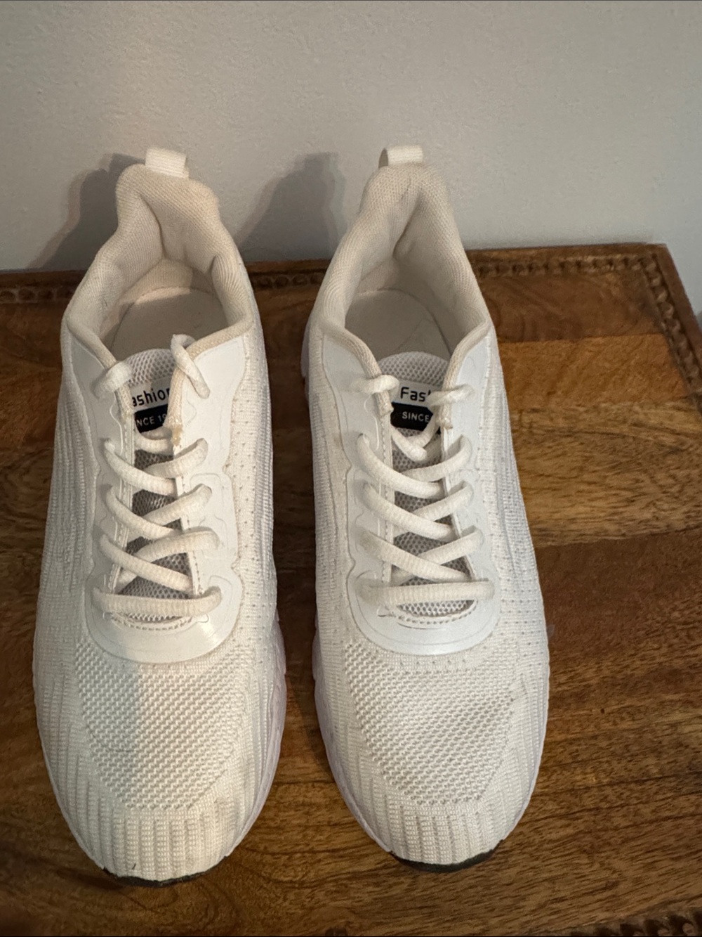 Men's White Knit Athletic Sneakers